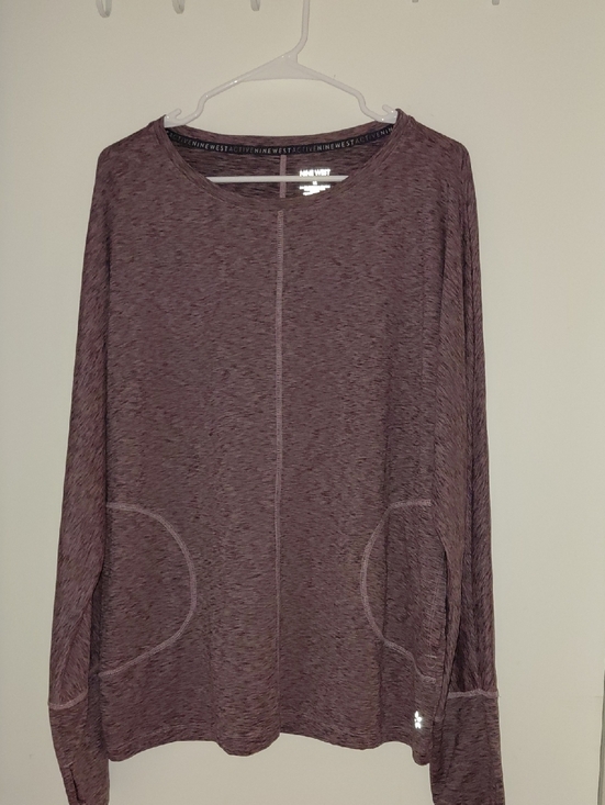 Nine West Tops - NWOT Nine West Active, Heather Mauve Long-Sleeve Crewneck Top Size 1X